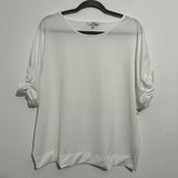 Next Ladies Top  Blouse White Size 16 Polyester  Short Sleeve   Bat Wing