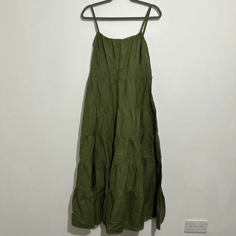 Next Ladies Dress Maxi  Green Size 14 100% Cotton   Midi  Summer