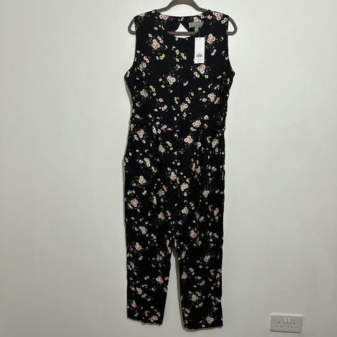 Dorothy Perkins Ladies Jumpsuit  One-Piece Black Size 16 Viscose     Floral Zip