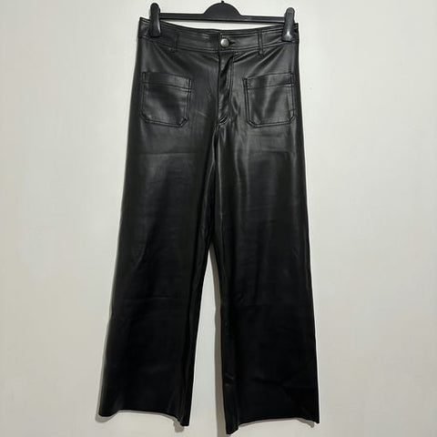 Zara Black Flare Dress Pants EU 40 UK 12 Polyester Ladies Trousers