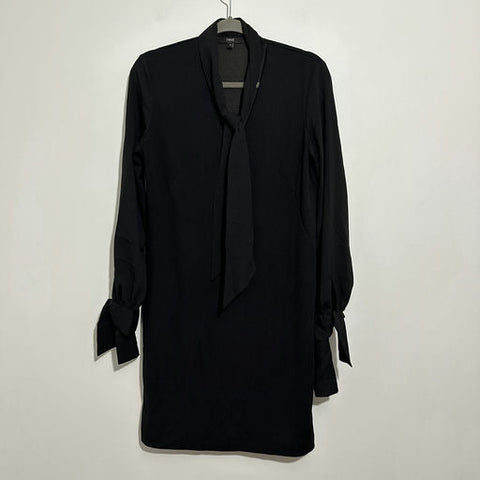 Next Ladies Black A-Line Dress Size 10 Knee Length Polyester Tie Neck
