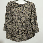 M&S Ladies Top  Casual Brown Size 16 Viscose  3/4 Sleeve   Animal Print