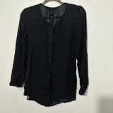 Next Black Viscose Sheer Long Sleeve Blouse Size 8 Top