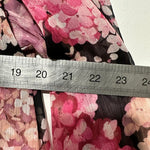 H&M Ladies Blouse Top  Pink Size M Medium Polyester Long Sleeve Floral Sheer Tie