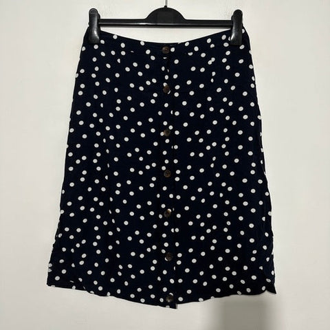 Warehouse Ladies Skirt A-Line Blue Size 10 Viscose Short Polka Dot