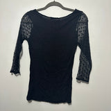 Oasis Ladies T-Shirt Top  Black Size S Small Viscose 3/4 Sleeve Sheer