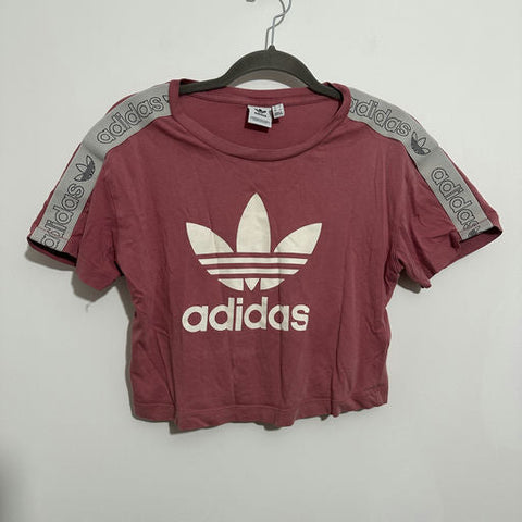 Adidas Ladies T-Shirt Top  Pink Size 10 Cotton Blend Short Sleeve Crop