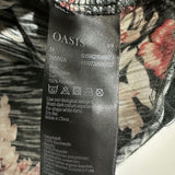 Oasis Ladies T-Shirt Top  Green Size M Medium 100% Cotton Short Sleeve Floral Pa