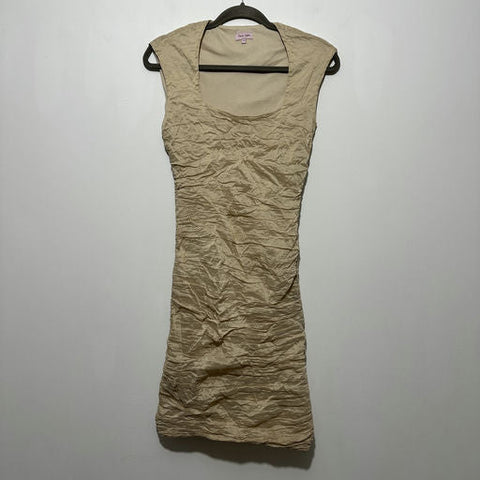 Phase Eight Ladies Dress Bodycon Beige Size 10 Polyester Knee Length Gold