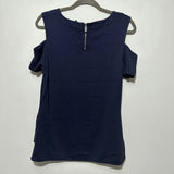 Karen Millen Ladies T-Shirt Top  Blue Size 12 Viscose Short Sleeve Navy Coke Sho