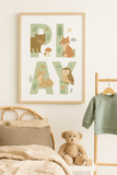 Woodland PLAY Nursery Print – Forest Animal Wall Art for Kids