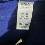 M&S Ladies Jeans Cropped  Blue Size 20 Cotton Blend     Super Skinny Cobalt