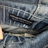 Hollister Ladies Shorts Mom Blue Size W24 Cotton Blend Ultra High Rise Denim