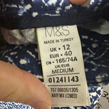 M&S Blue Cropped Trousers Size 12 Cotton Blend by Marks and Spencer