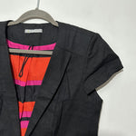 M&S Ladies Jacket Blazer Black Size 10 Linen Blend Cropped