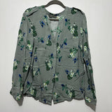 Oasis Ladies Button-Up Top  Green Size 18 Polyester Long Sleeve