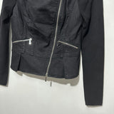 Karen Millen Ladies Jacket Biker Black Size 10 Viscose Zip Up Ribbed