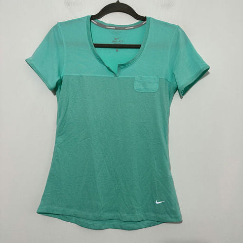 Nike Green Activewear Top T-Shirt Size S DRI-FIT Polyester Running