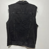 H&M Ladies  Bomber Jacket Black Size S Small 100% Cotton Distressed Sleeveless D