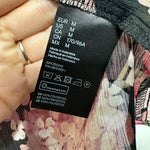 H&M Ladies Blouse Top  Pink Size M Medium Polyester Long Sleeve Floral Sheer Tie