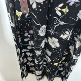 H&M Ladies Dress Maxi Black Size EU 36 Polyester Long UK Size 8 Floral Split