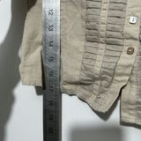 M&S Ladies Button-Up Top  Beige Size 8 Linen Blend Short Sleeve Petite