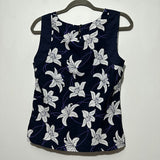 Debenhams Ladies Blouse Top  Blue Size 10 Polyester Sleeveless Floral Navy