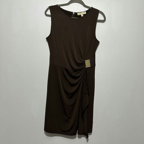 Michael Kors Ladies Dress A-Line Brown Size L Large Polyester Knee Length