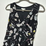 H&M Ladies Dress Maxi Black Size EU 36 Polyester Long UK Size 8 Floral Split