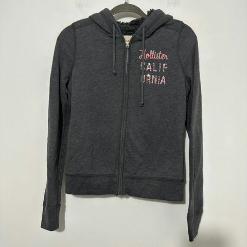 Hollister Ladies Grey Full Zip Jumper Size S Small Cotton Blend California