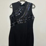 M&S Blue A-Line Dress Size 14 Polyester Knee Length High Neck Sequin Party
