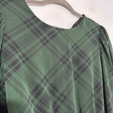 Next Green A-Line Dress Size 12 Long Sleeve Midi Polyester Gold Buckle Belt