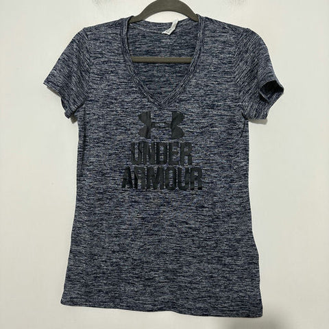Under Armour Blue Activewear T-Shirt XS Polyester V-Neck Workout Tee