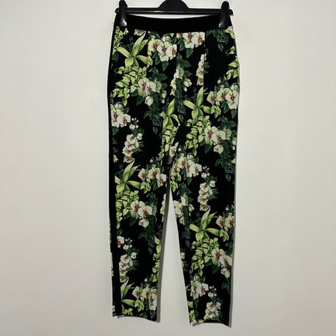 Oasis Ladies Trousers Ankle Black Size 8 Polyester Floral