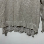 Mint Velvet Ladies Jumper Pullover Beige Size 12 Cotton Blend V-Neck Glitter 2 I