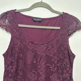 Dorothy Perkins Ladies Dress Bodycon Purple Size 10 Polyester Knee Length Lace F