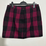 GAP Pink Wool Blend Mini Skirt Size 8 Short Check Pattern Front Zip Pockets