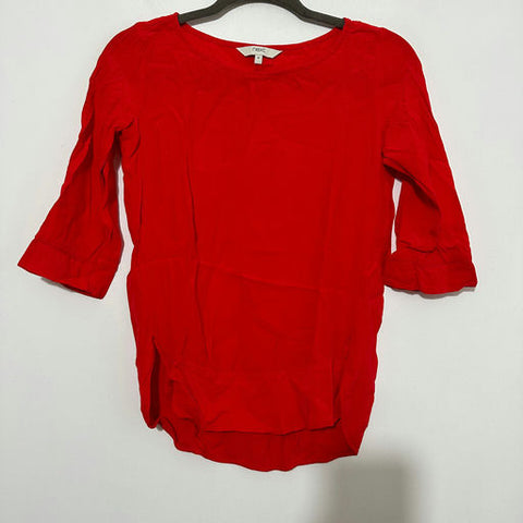 Next Red Viscose T-Shirt Top Size 6 3/4 Sleeve