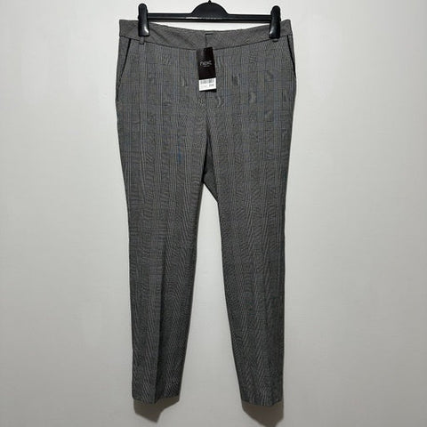 Next Ladies Trousers Ankle Grey Size 12 Polyester Tailoring Black Check