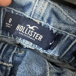Hollister Ladies Shorts Mom Blue Size W24 Cotton Blend Ultra High Rise Denim
