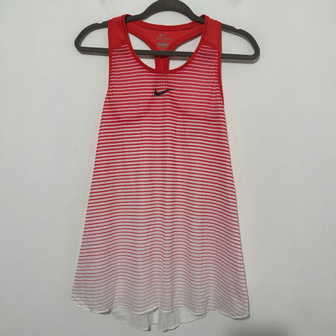 Nike Red Tank Top XS Sleeveless DRI-FIT Polyester White Striped