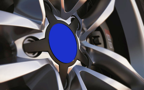 Brilliant Blue Standard Universal Fit Alloy Wheel Centre Cap Badges (Pack of 4)