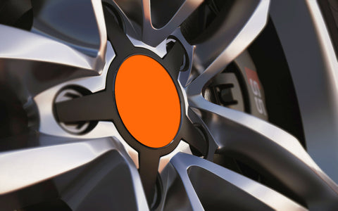 Orange Standard Universal Fit Alloy Wheel Centre Cap Badges (Pack of 4)