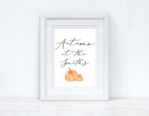 Autumn At The Surname Pumpkin Autumn 2021 Seasonal Wall Home Decor Print
