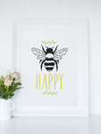 Be Happy Bumble Bee 2022 Simple Bedroom Dressing Room Home Wall Decor Print