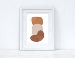 Beige & Terracotta Brown Abstract 6 Colour Shapes Home Wall Decor Print
