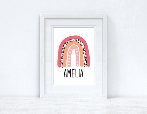 Personalised Bright Pinks Rainbow Name Boho Children's Room Wall Bedroom Decor Print