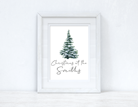 Christmas At The Surname Tree 2021 Winter Christmas Seasonal Wall Home Decor Print