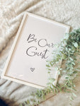 Be Our Guest Love Heart Bedroom Guest Room Wall Decor Print