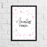 Personalised Pink Geometric Children's Room Wall Decor Print